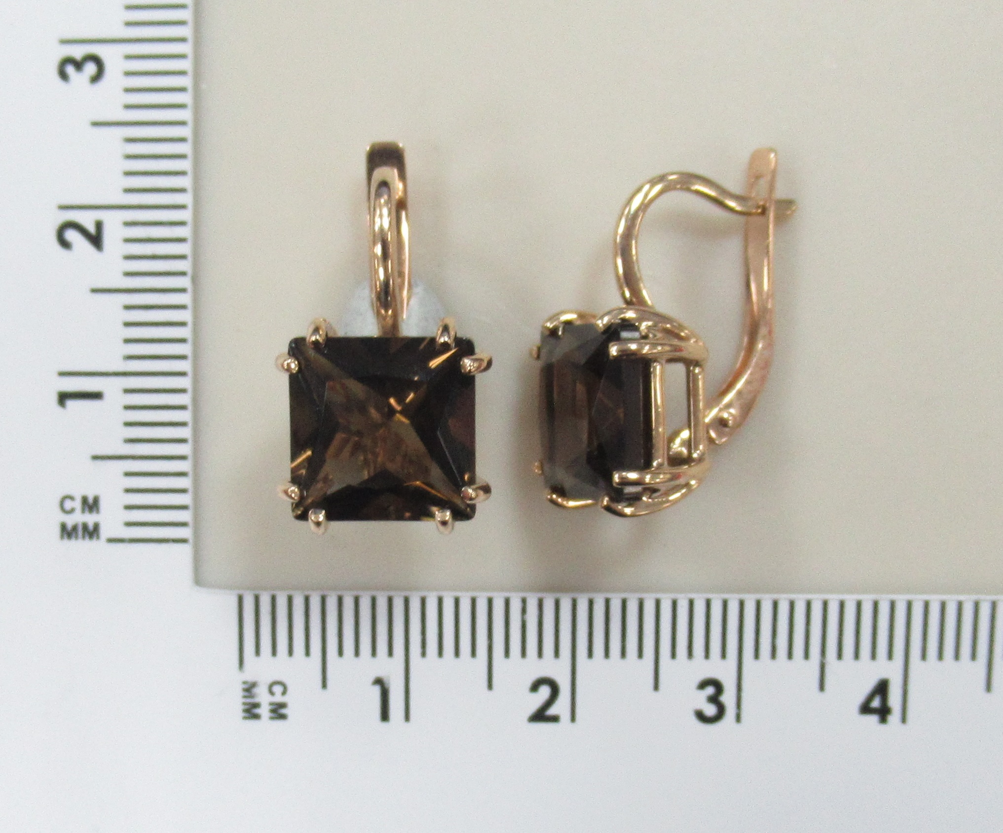 Серьги из золота с раухтопазами